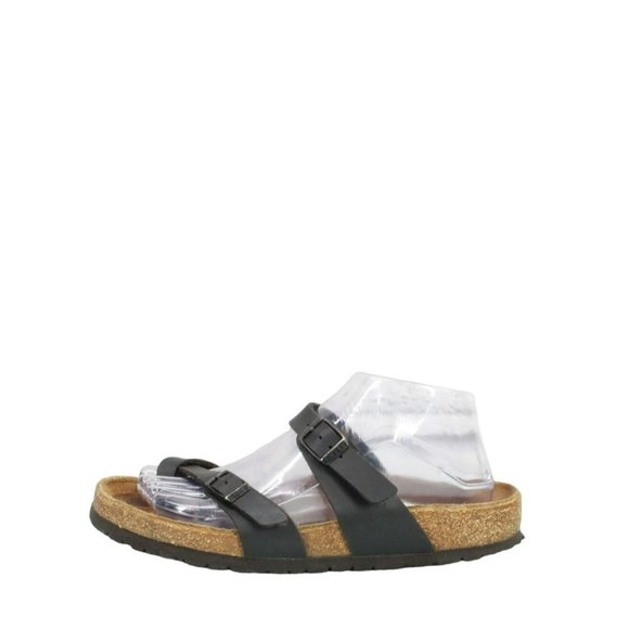 Birkenstock Shoes - Birkenstock Black Leather Slip On Cork Sole Casual Sandals Size 39 US 8